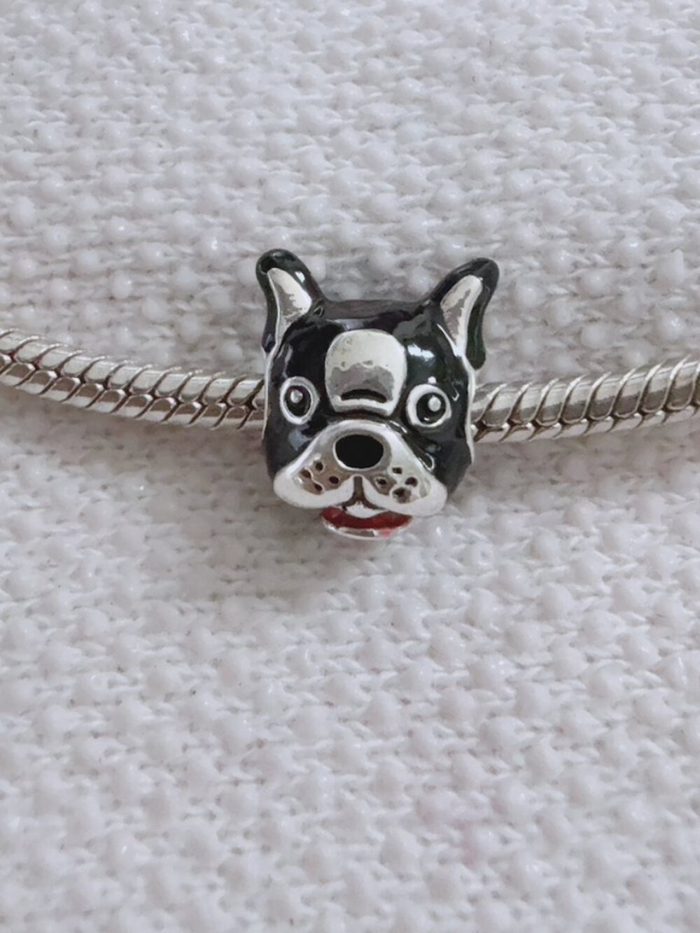 French Bulldog Boston Terrier Black Puppy Dog Charm Silver Charm For Bracelet